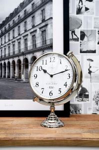 Riviera-Maison-Time-To-Explore-Clock-Klok-wereldbol-aluminium-nikkel-zilver-wit
