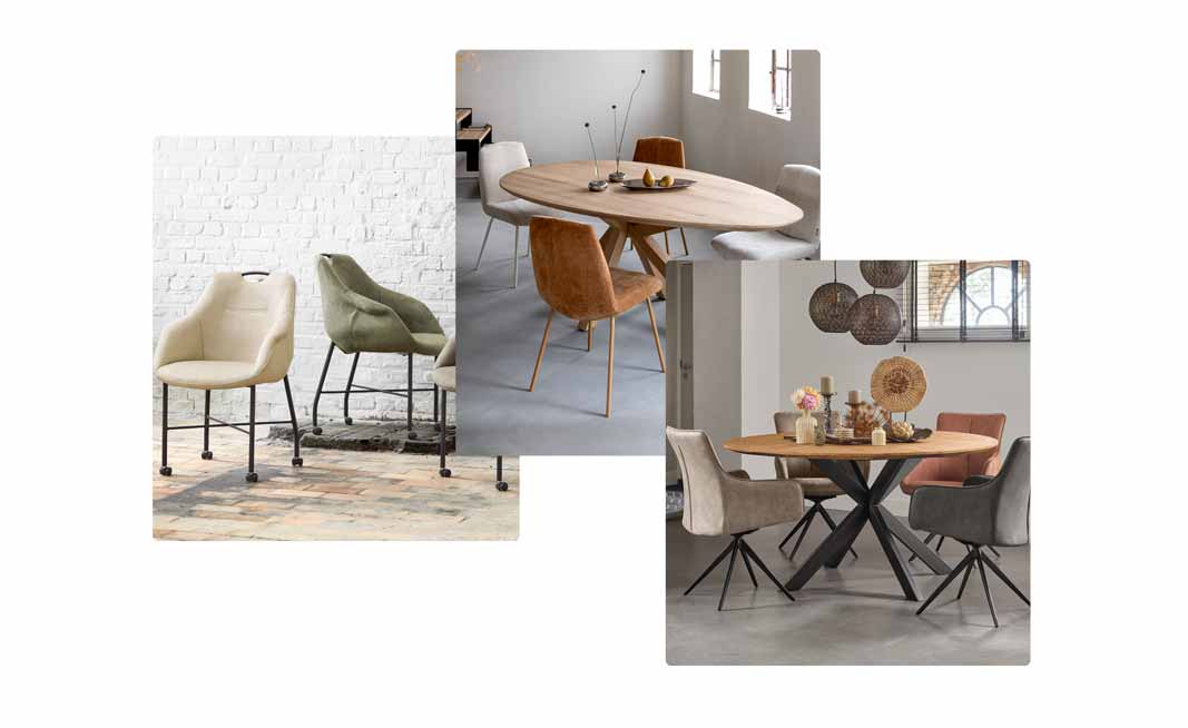 Sfeerbeeld van verschillende eetkamerstoelen bij Home Center