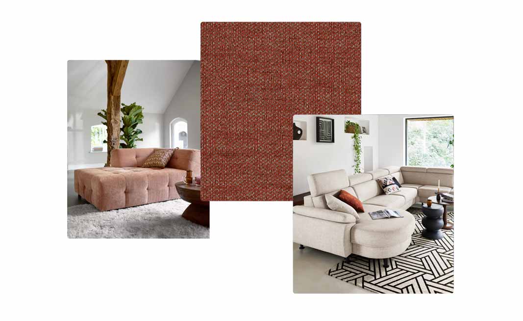 Sfeerbeeld van een rode stofstaal en een roze blokbank