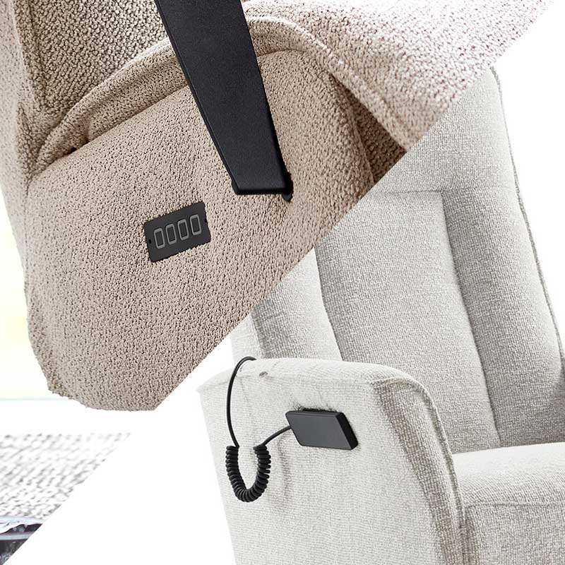 Drie relaxfauteuils in verschillende kleuren en formaten onder moderne design hanglamp