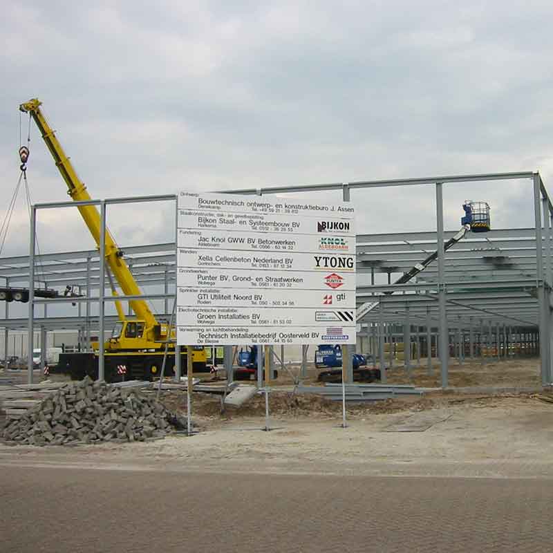 De bouw van het pand van Trendhopper bij Home Center