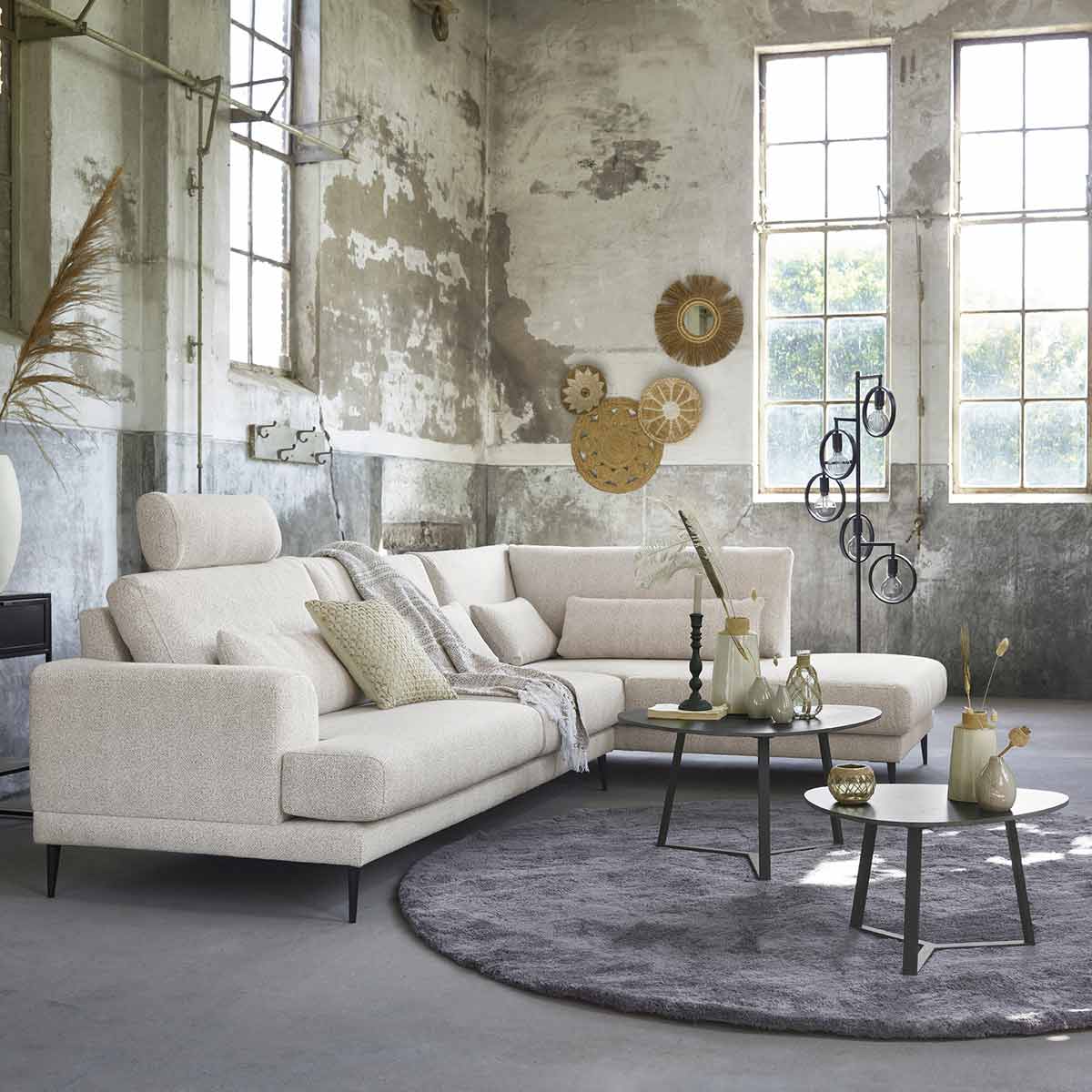 sfeerbeeld van een woonkamer in de woonstijl industrieel