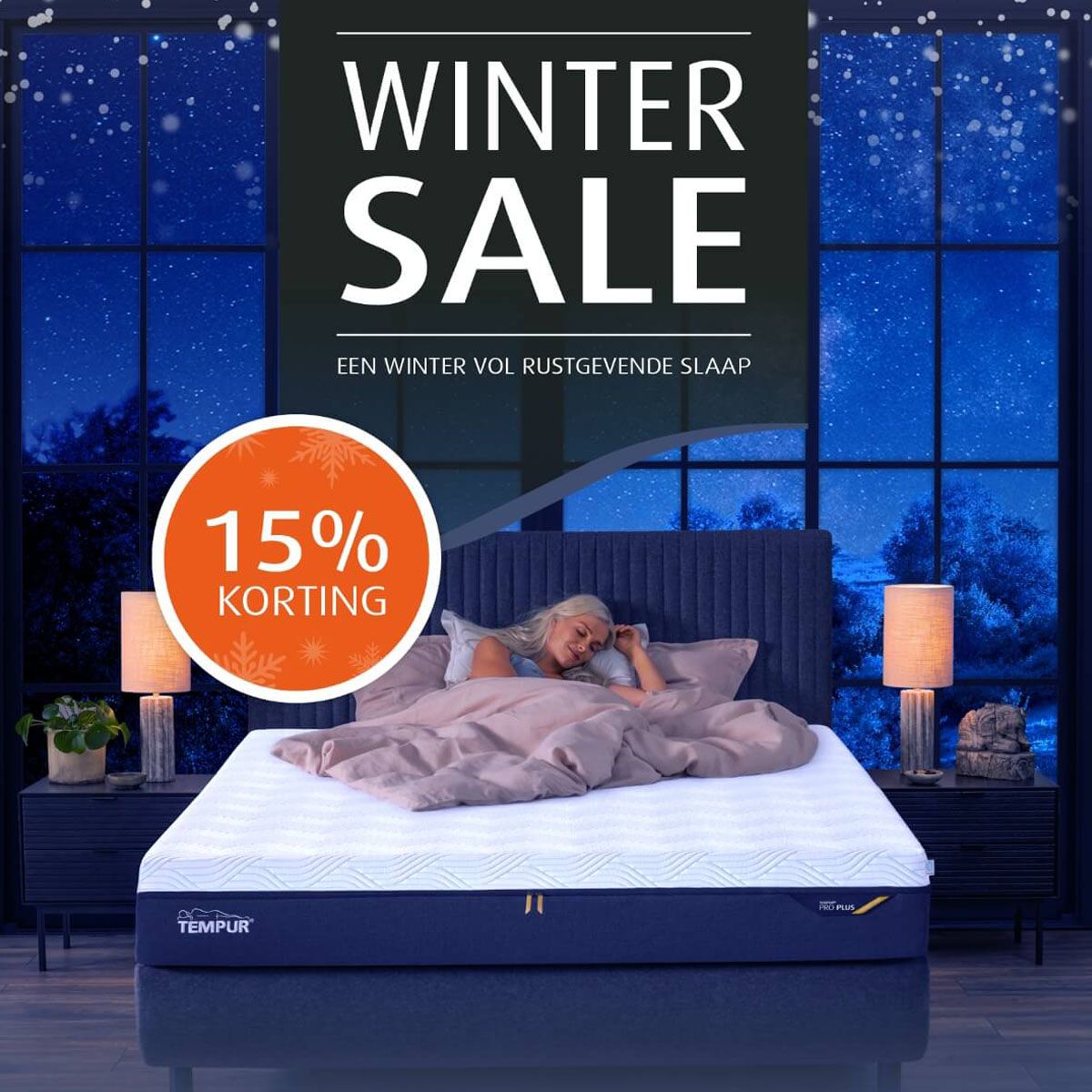 banner met de tekst: Tempur Summer Sale met 15% korting voor rustgevende slaapervaring